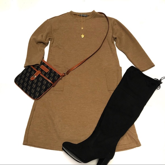 Suzy Shier Dresses & Skirts - 🆕🍂POCKET RIBBED SWEATER DRESS